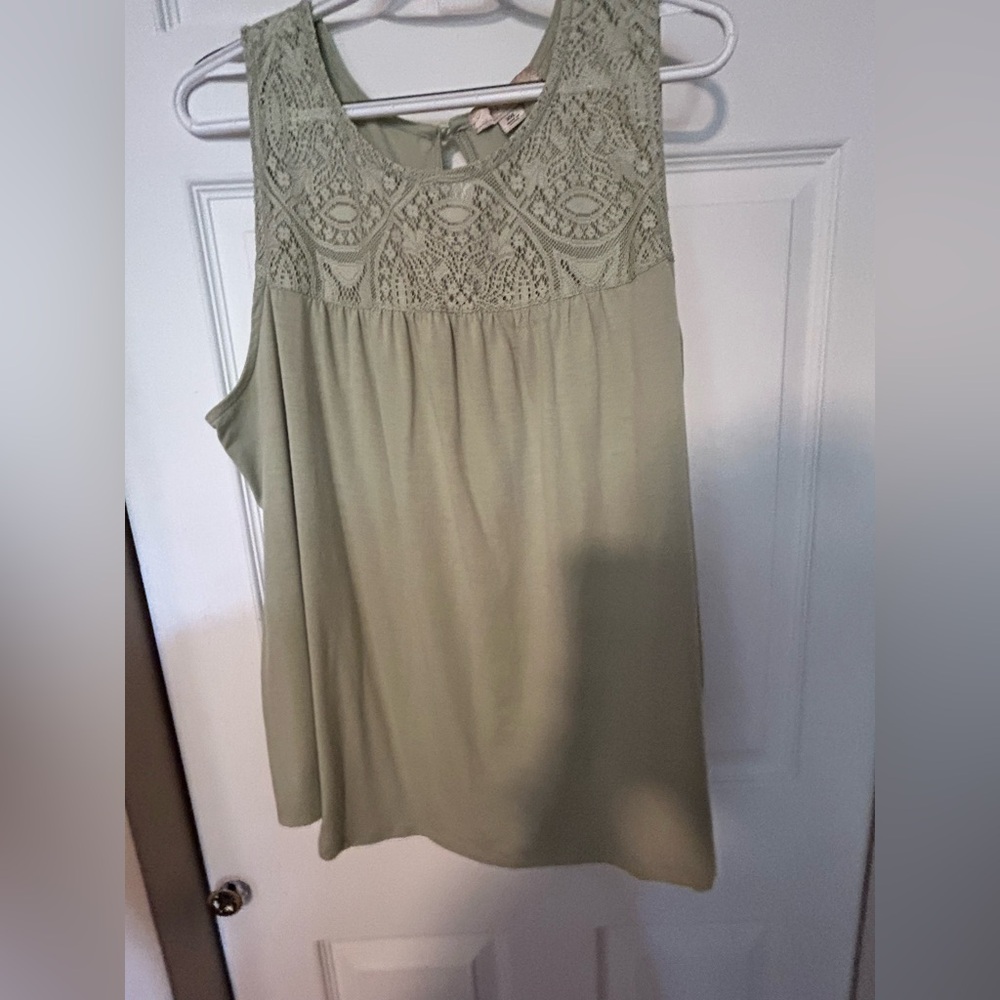Sage Green Lace Detail Women's Top